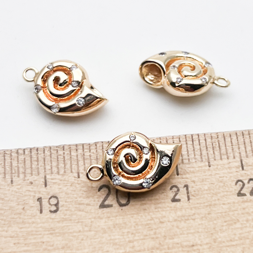 Подвеска Ракушка, цвет золото, фианиты, размер 14*9 мм, цена за 1 шт