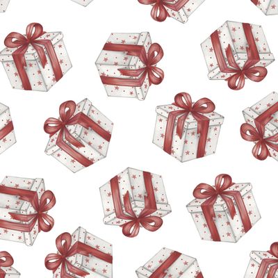 Акварельная коробка подарок на белом фоне 3