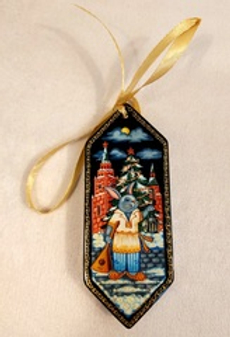 Ёлочная игрушка  Конфета с росписью "Заяц с балалайкой. Новый год"