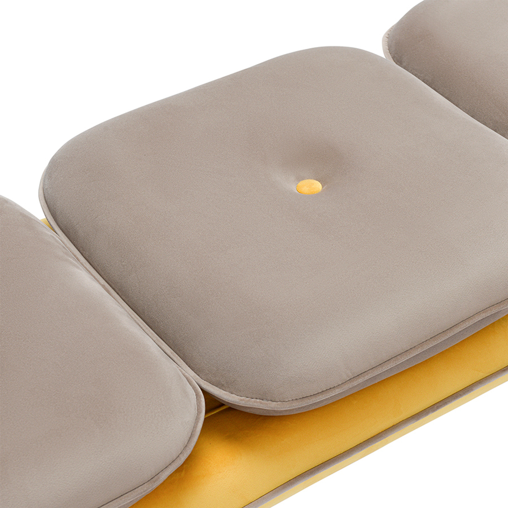 Банкетка pea, велюр, бежевая/желтая