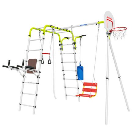 Детский спортивный комплекс для дачи ROMANA Fitness (Фитнес, желтый/серый) (с цепными качелями)