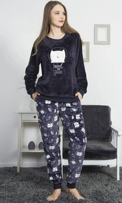 Теплый комплект с котиками-космонавтами (Размер: L) (Цвет: темно-серый)