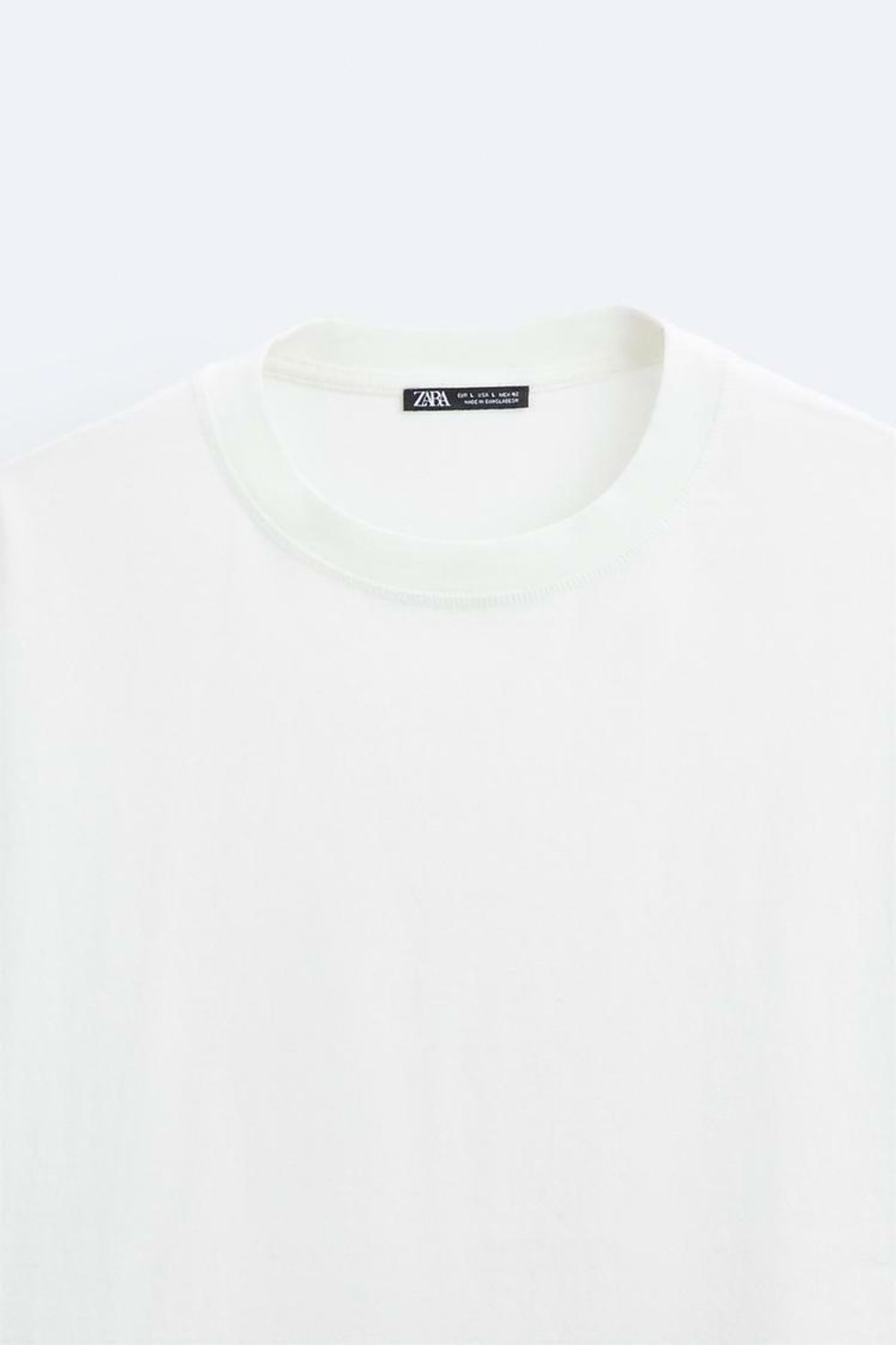 ZARA ФУТБОЛКА ГЕОМЕТРИЧЕСКОГО КРОЯ, ЖЕЛТОВАТО-БЕЛЫЙ