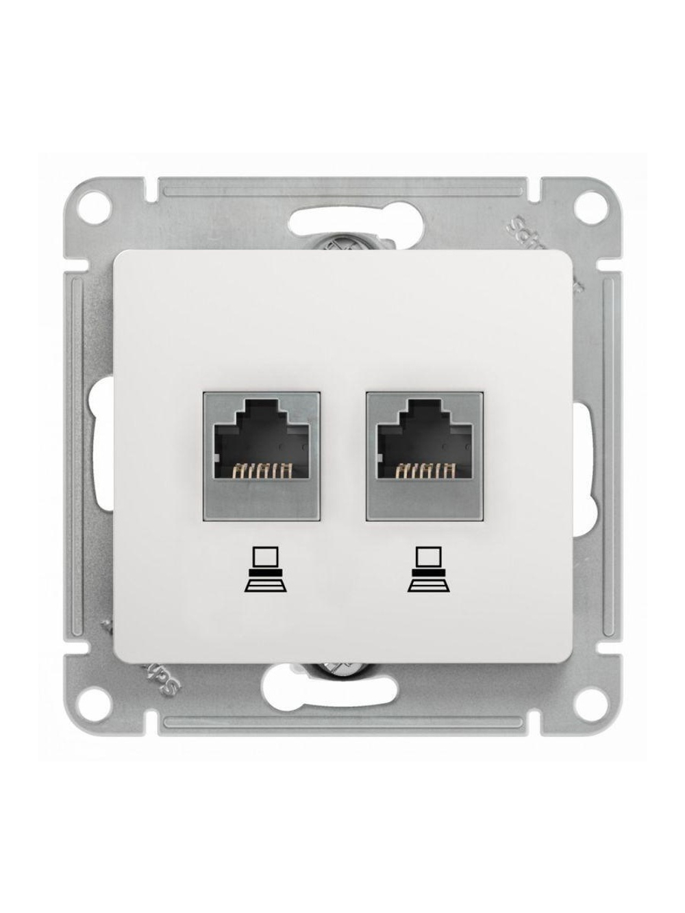 Розетка компьютерная 2-м Glossa RJ45 кат.5E механизм бел. SE GSL000185KK