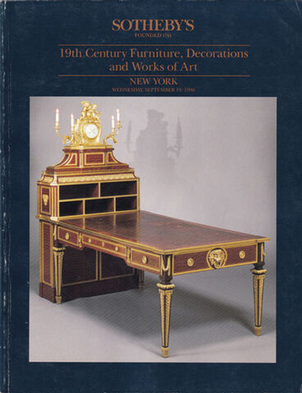 Каталог аукциона Sotheby's, Нью-Йорк, Мебель, декоративно-прикладное искусство и предметы искусства XIX века от 19 сентября 1990 года