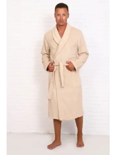 Халат мужской махровый "Элит" с воротником шалькой, цвет: 022-Бежевый