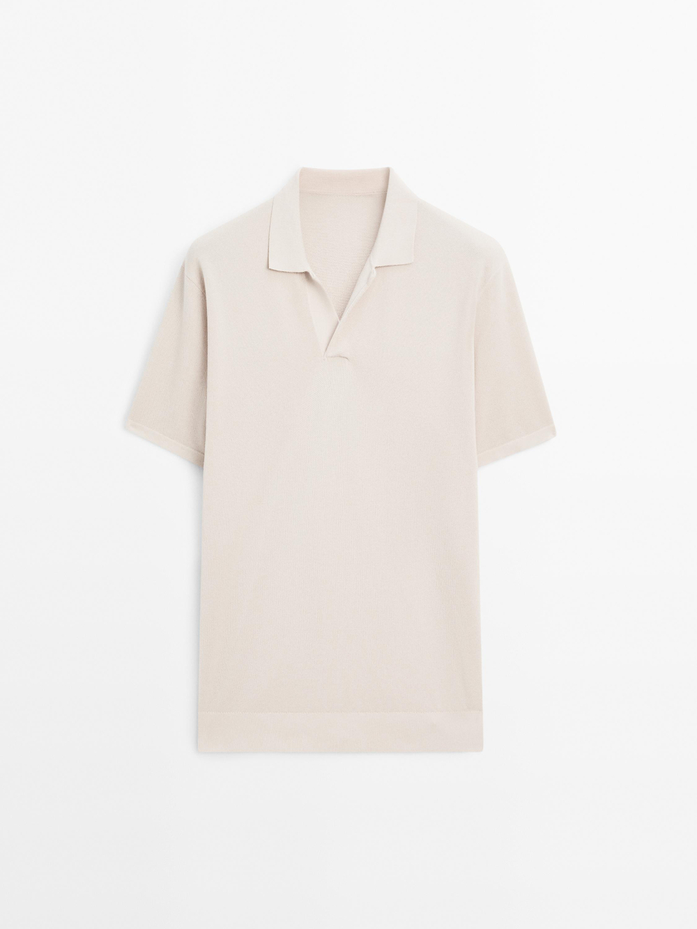 Massimo Dutti Вязаная футболка-поло с V-образным вырезом, дымчатый