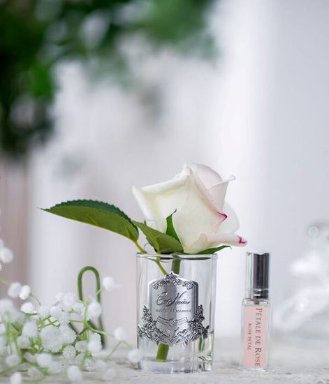 Ароматизированная роза светло-розовая в прозрачной вазе, Cote Noire