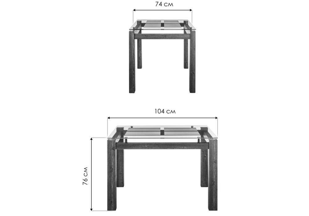 Стеклянный стол Бран 104х74х76 дерево белое