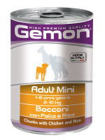 Влажный корм Gemon Dog Mini для взрослых собак мелких пород, кусочки с курицей и рисом 415 г