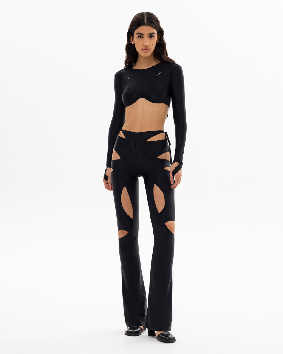 BLACK BUSTIER CROPPED TOP