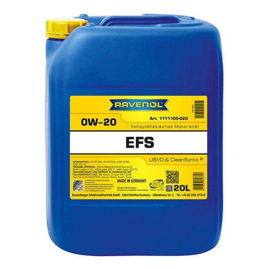 EFS 0W-20 EcoFullSynth RAVENOL Моторное масло 20 Литров