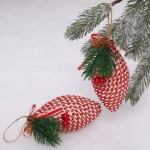 Ёлочные игрушки «Сосульки со стразами» 12 см (набор 2 шт), Красный