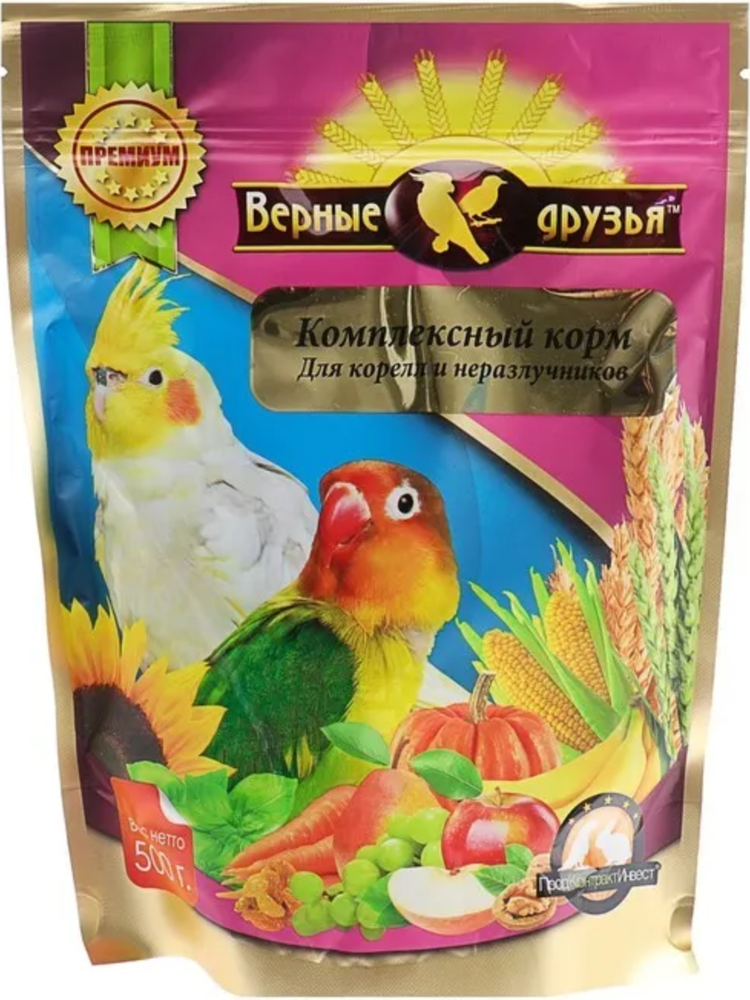 Верные Друзья 500г. корм для Карелл и Неразлучников овощи и фрукты