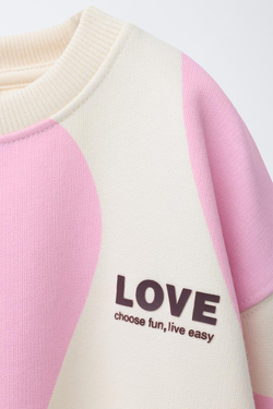 ZARA ТОЛСТОВКА С ПРИНТОМ, РОЗОВЫЙ