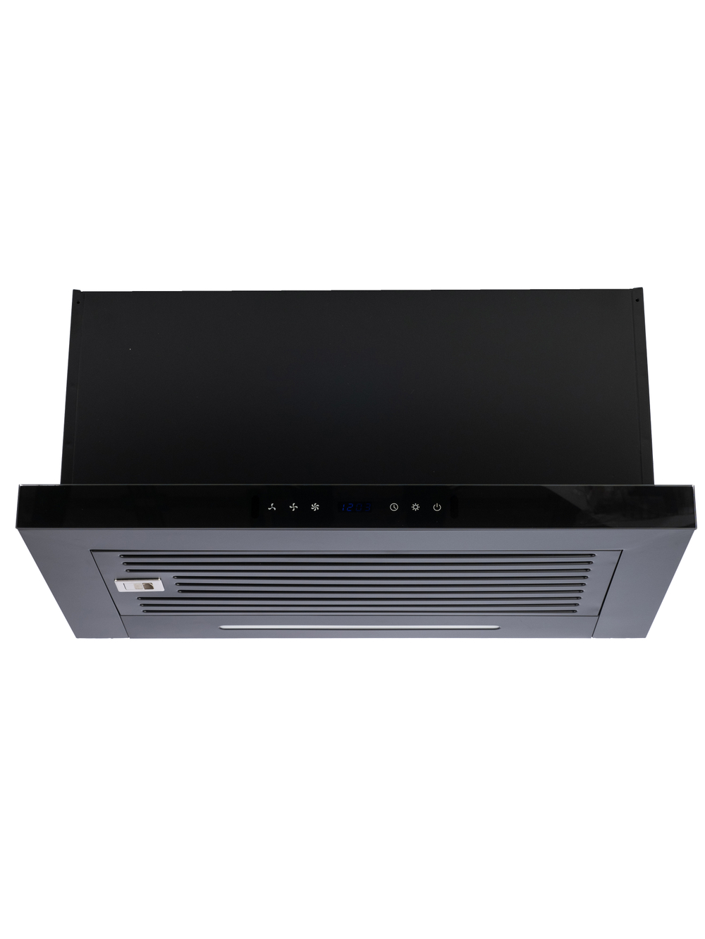 Вытяжка кухонная MACBI Perfa-60G-baf (BLACK) черный, D150мм, 1200м3/ч, полновстраиваемая, мотор 230Ватт, стекло 60см, сенсорное управление + управление жестами