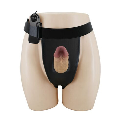 Полый вибрострапон на регулируемых трусиках Draven - 17,5 см. (Цвет: телесный)