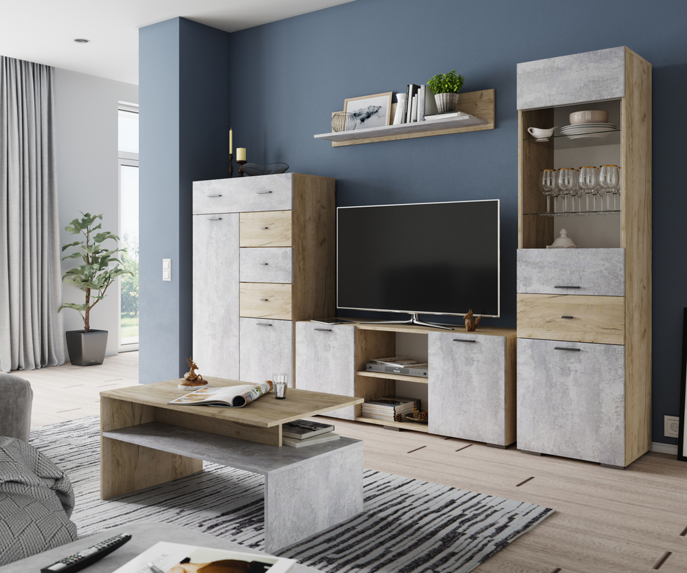 Дублин Стол журнальный дуб крафт серый/цемент