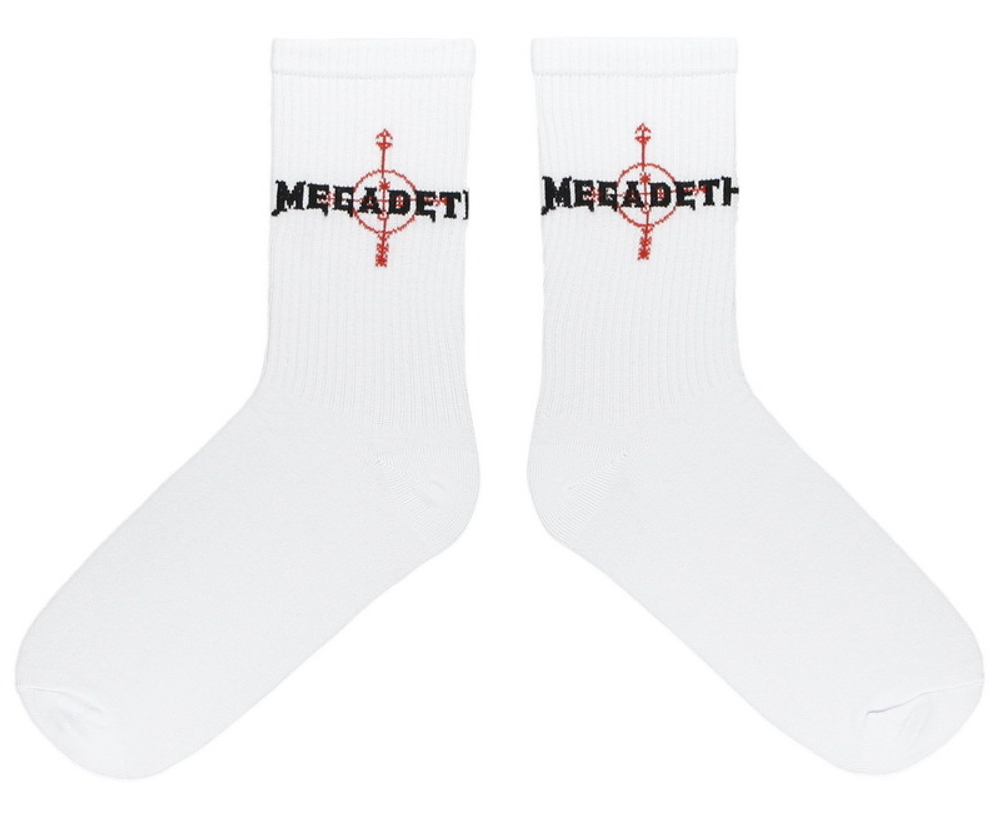Носки Megadeth надпись белые (010)