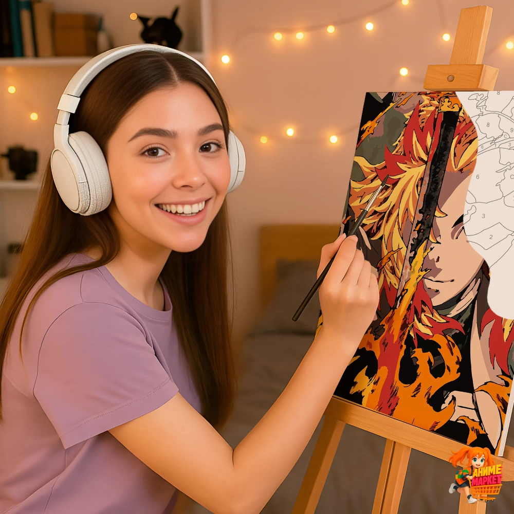 Картина по номерам Клинок рассекающий демонов Кёджуро Ренгоку