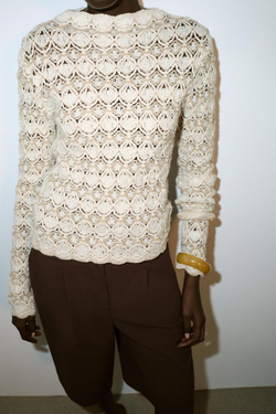 ZARA ДЖЕМПЕР СТРУКТУРНОЙ ВЯЗКИ, ЭКРЮ