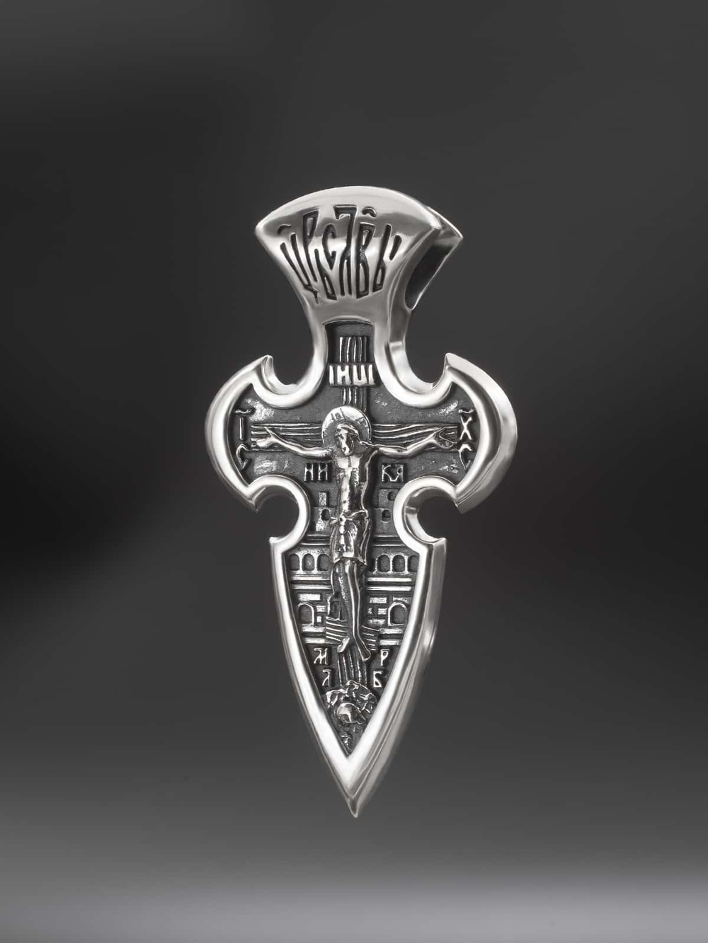 Крест православный "Архангел Михаил" из серебра