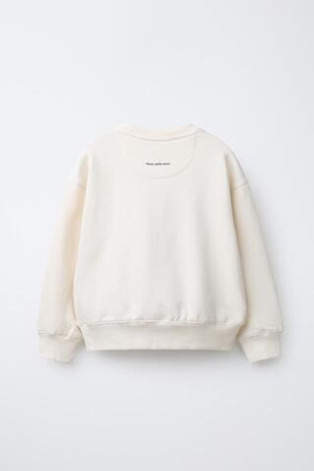 ZARA ТОЛСТОВКА С НАДПИСЬЮ, ЭКРЮ