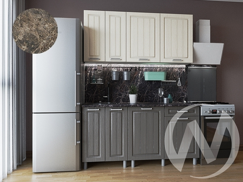 Кухня Лаура 1.6м (корпус белый/клен кремовый; клен серый) 38мм королевский опал