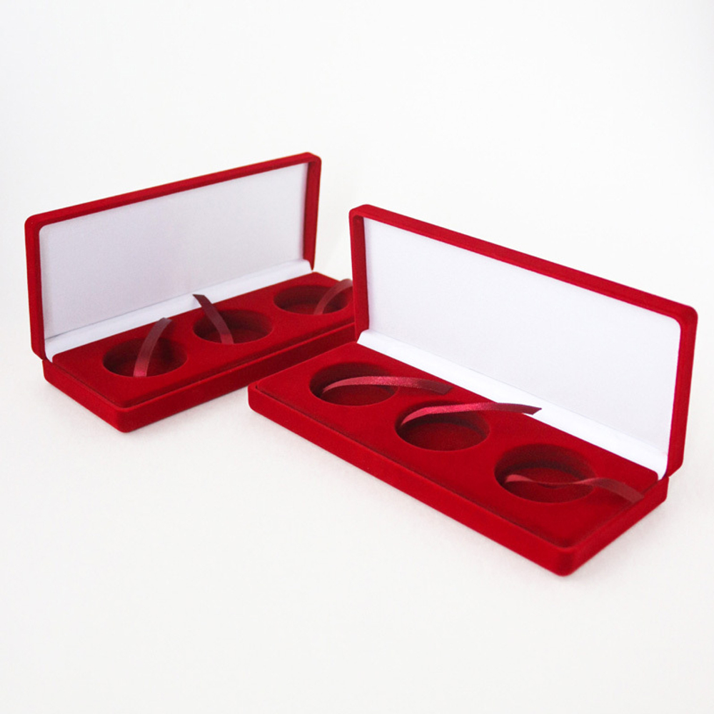 Бордовый флокированный футляр под набор монет.