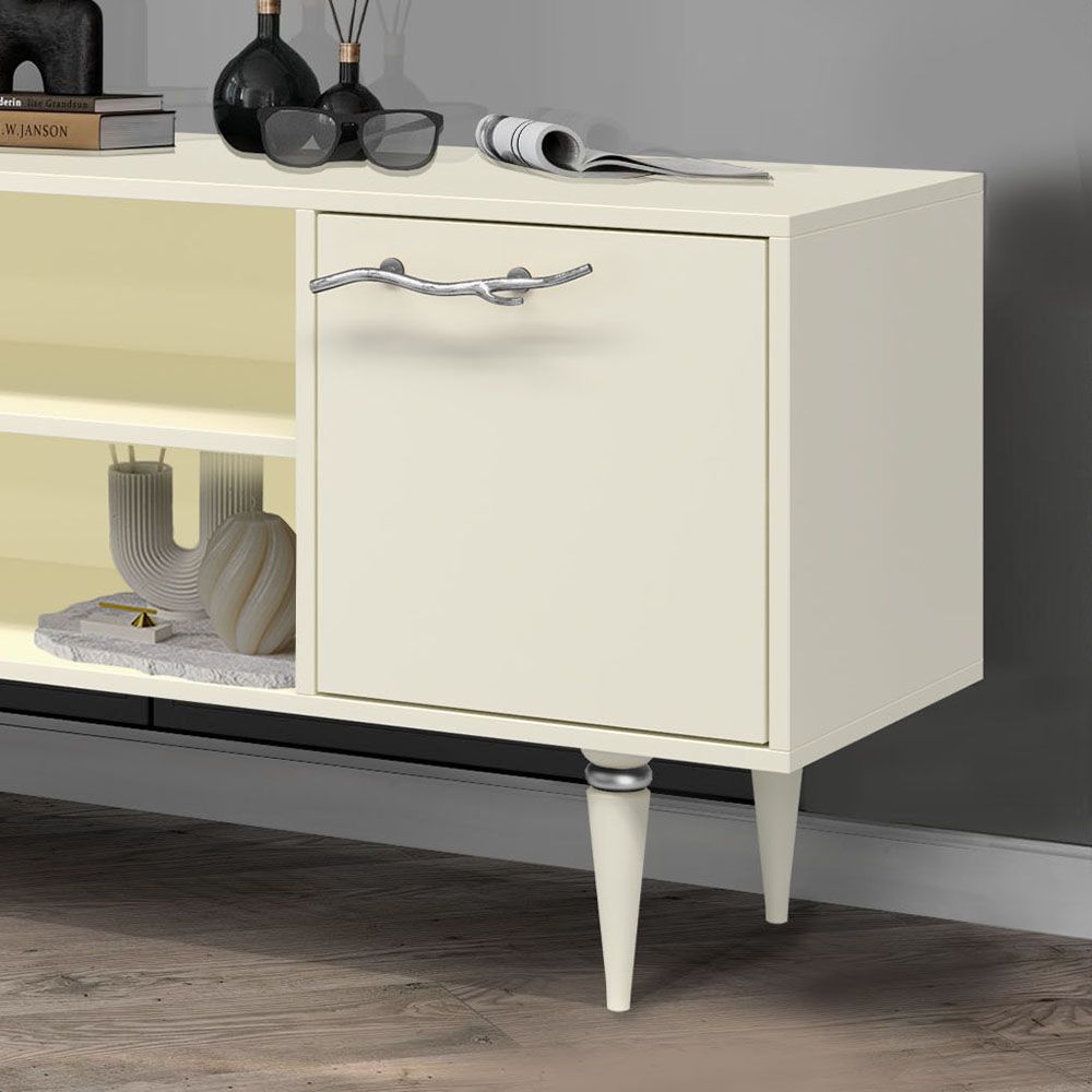 Тумба под ТВ Арт Колор matte 155см Классик Сильвер Кремовый белый матовый