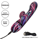 Черный вибратор-кролик Menage à Moi Dual Wand с ярким принтом - 21 см. (Цвет: черный)