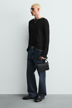 ZARA СУМКА С ТЕКСТУРОЙ, ЧЕРНЫЙ