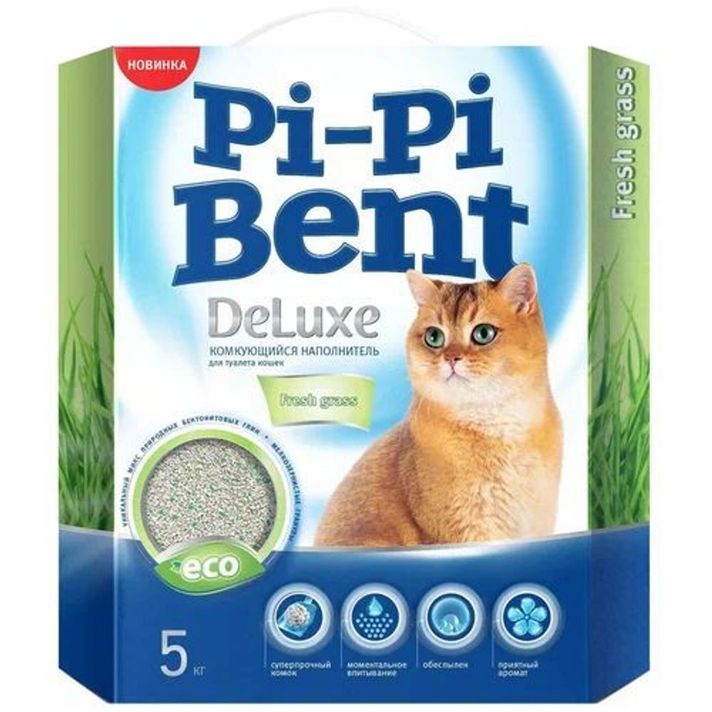 Комкующийся наполнитель Pi-Pi Bent Deluxe Fresh Grass для кошачьих туалетов 5 кг
