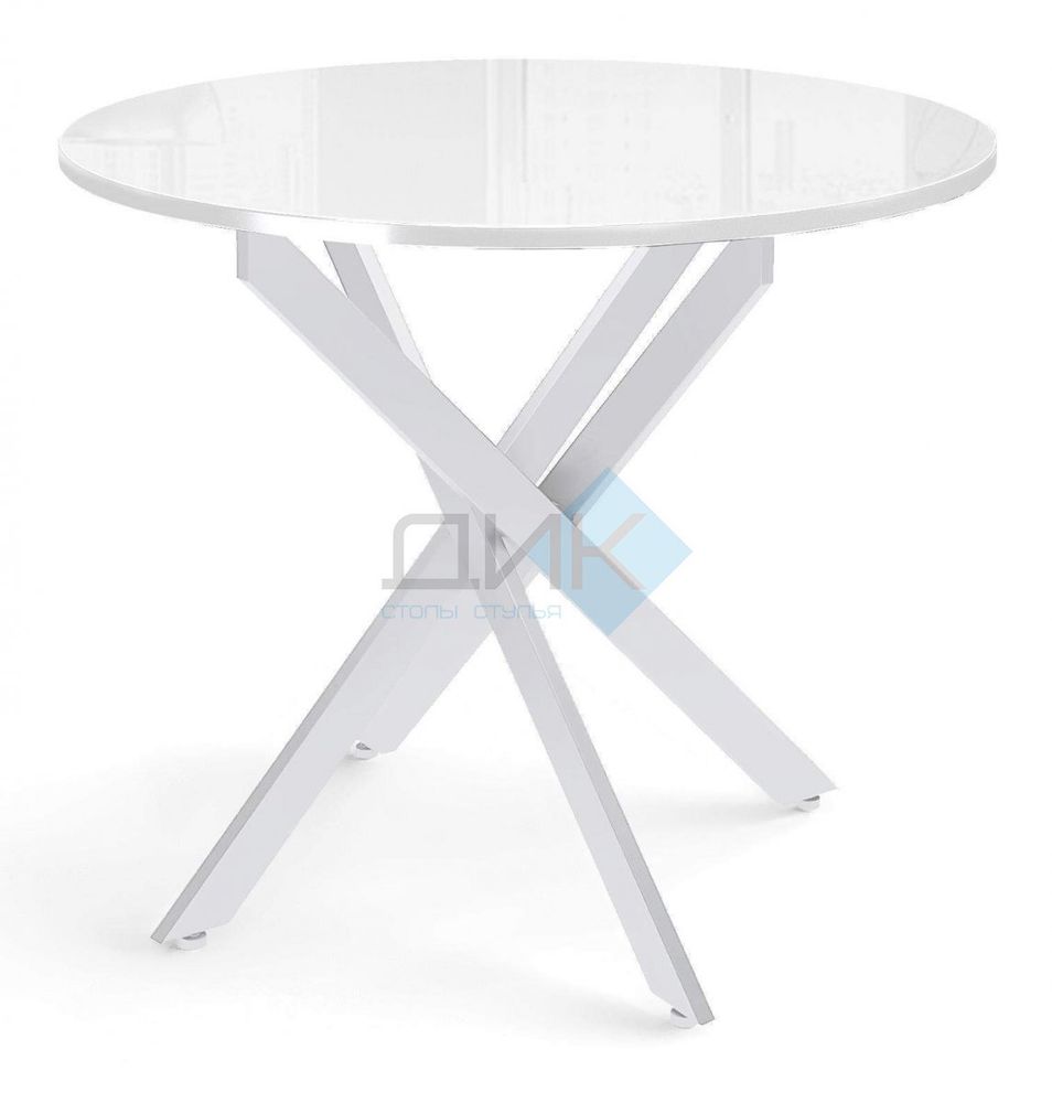 Стол обеденный Rs90М белый/стекло белое optiwhite (кромка белая)/опоры R90 белые