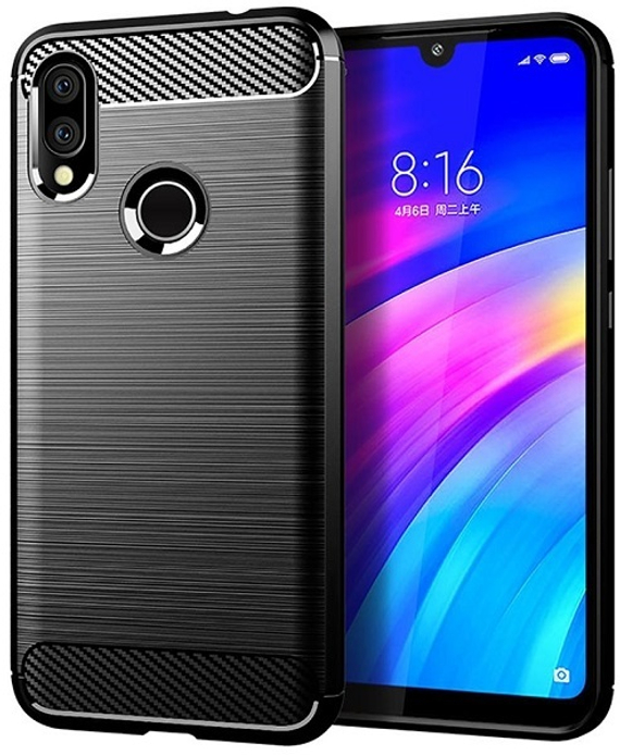 Чехол для Xiaomi Redmi 7 (Redmi Y3) цвет Black (черный), серия Carbon от Caseport