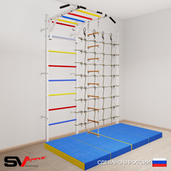 Шведская стенка Sv Sport 53140 (Турник рукоход/Лестница/Мат 2м/Канатный лаз)