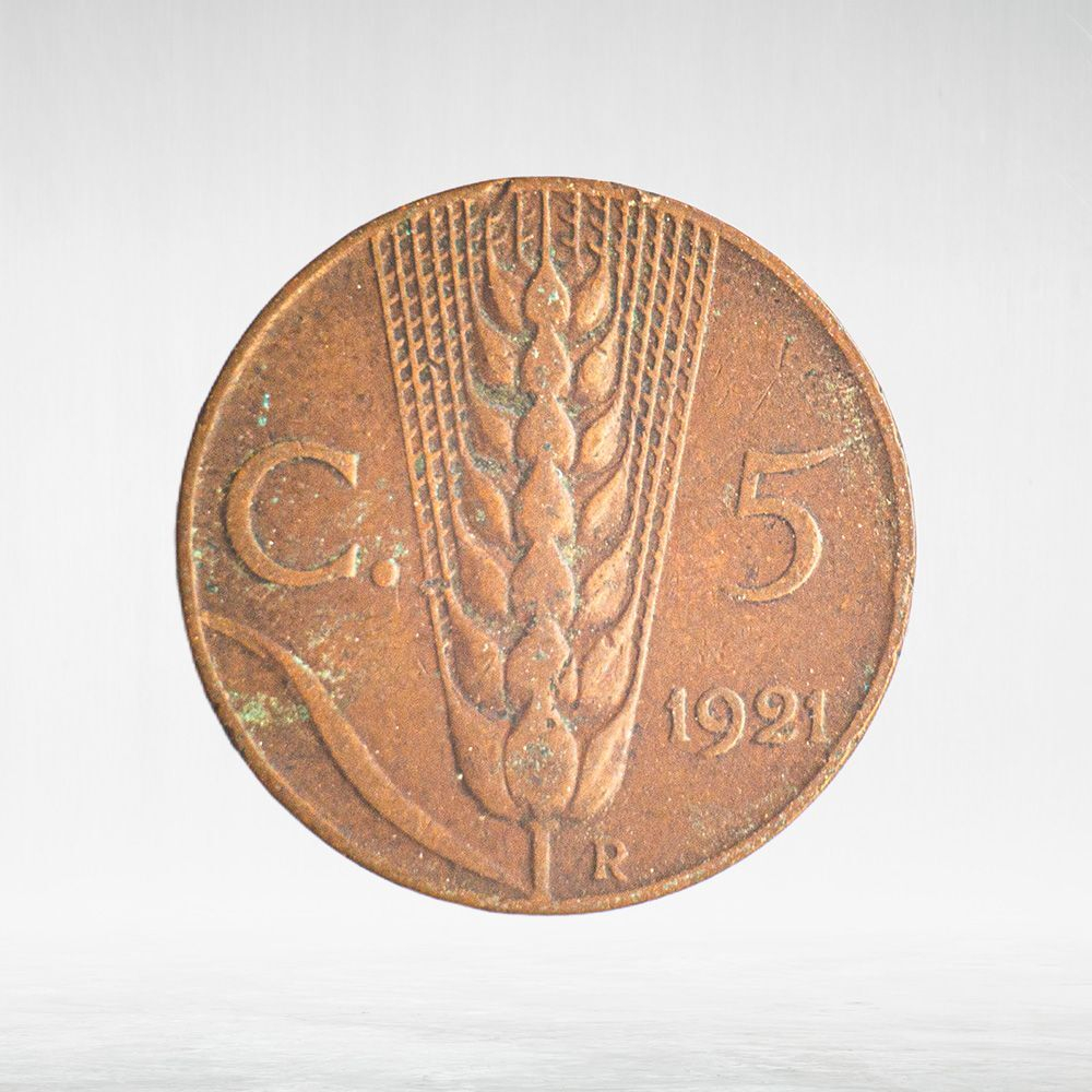 Italy 5 Centesimi 1921 R "Victor Emmanuel III", VF