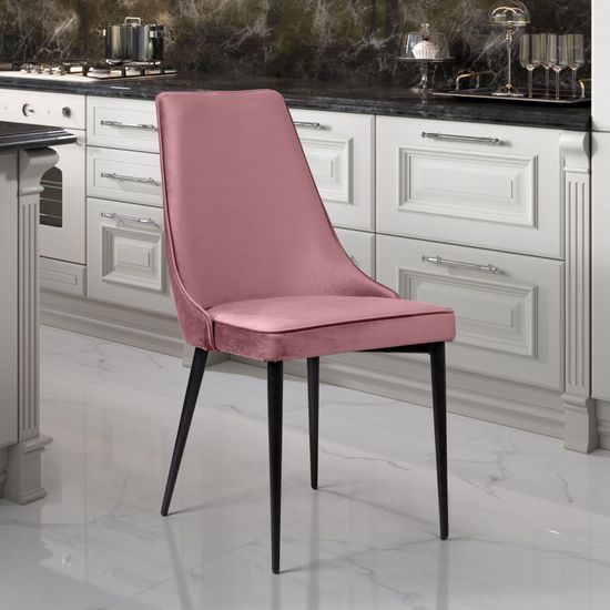 Стул Oliver, бархат пудровый 15/ чёрный конус