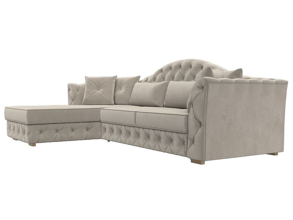 Диван угловой Артис левый угол, Бежевый, Микровельвет, 121594L