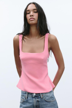 ZARA ТОП С БАНТОМ СЗАДИ, ЦВЕТ ФУКСИИ