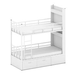 Overnight Кровать 2-х ярусная ON.K2-001 Белый/Металл Белый 2080*950*2260