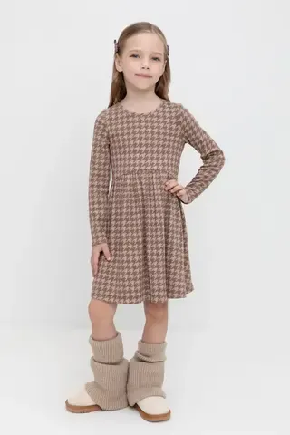 платье  для девочки  КР 5892/беж,гусиная лапка к507