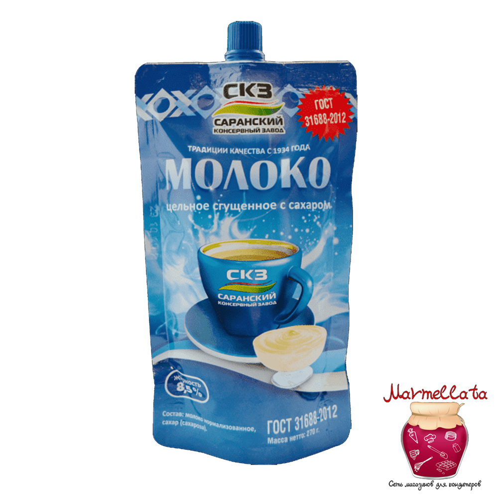Молоко цельное сгущеное с сахаром &quot;Саранский консервный завод&quot;, 270 гр.