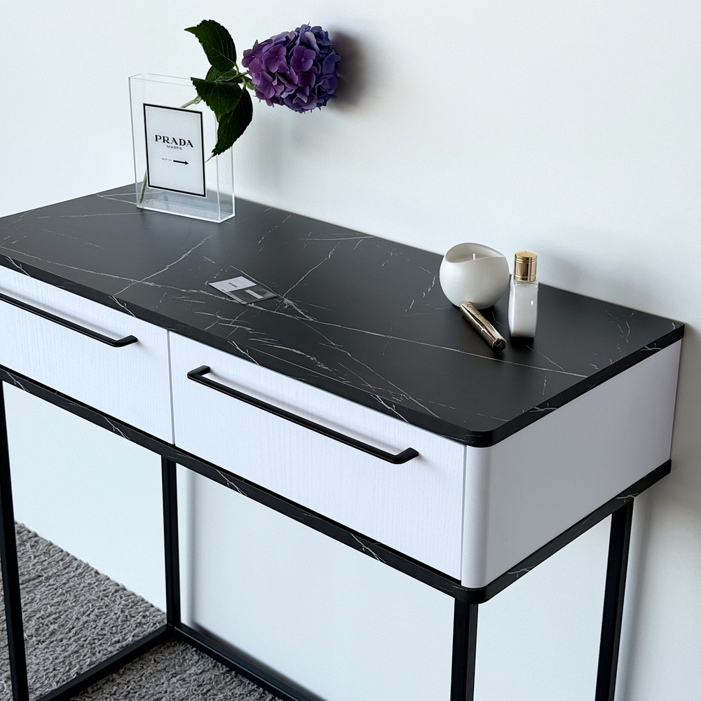Туалетный столик консоль ROYAL 5211 эко (Мрамор Неро-Черный-р.черная)