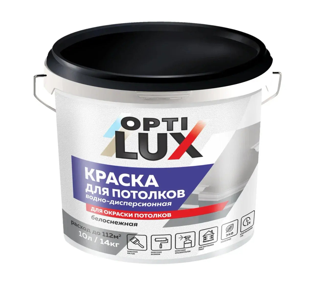 OPTILUX Краска акриловая для потолков белоснежная 14кг (ИжСинтез)