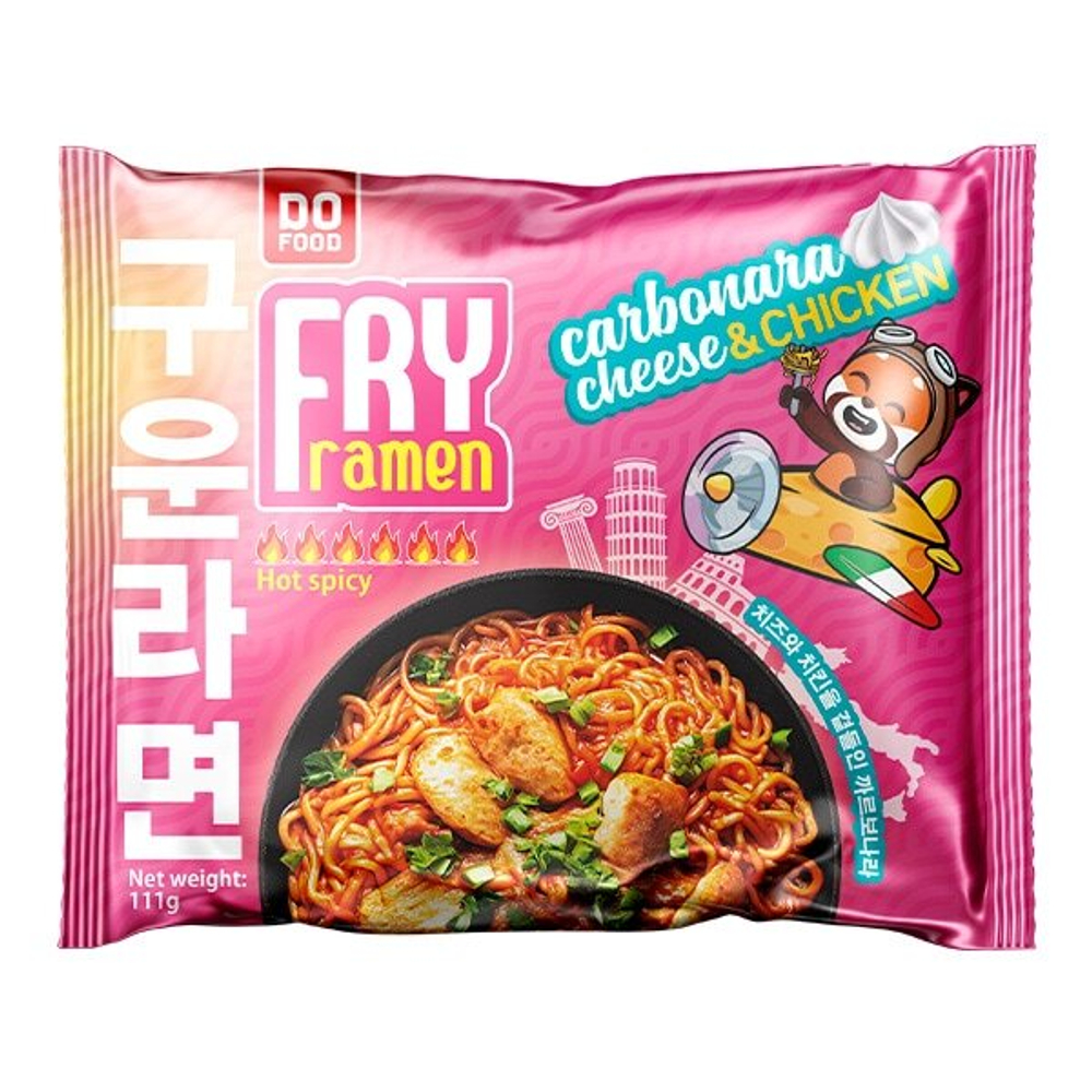 Лапша быстрого приготовления Fry Ramen со вкусом курицы и сыра в соусе карбонара , пачка 111г
