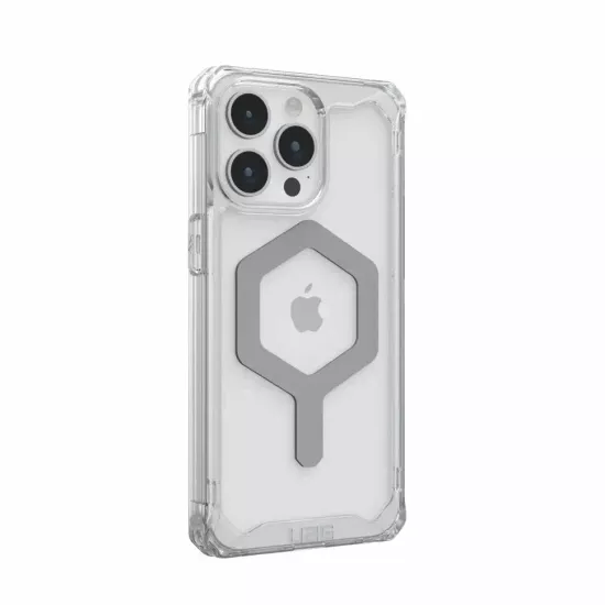 Чехол с поддержкой MAGSAFE Uag Plyo для iPhone 15 Pro MAX 6.7", цвет прозрачный/серебро (Ice/Silver)
