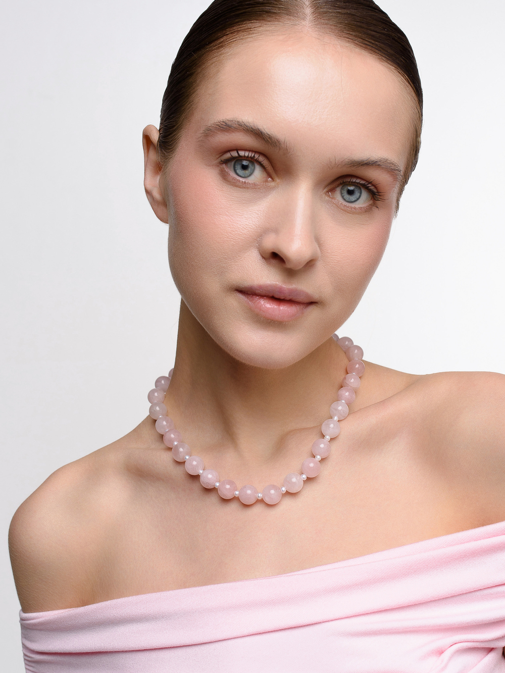 Колье "Bon" из розового кварца Gold