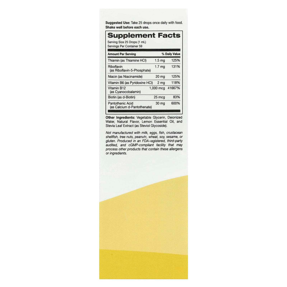 Super Nutrition, комплекс витаминов группы B полного спектра с витамином B12, пантотеновой кислотой, биотином и ниацином, малина и лимон, 59 мл (2 жидк. унции)