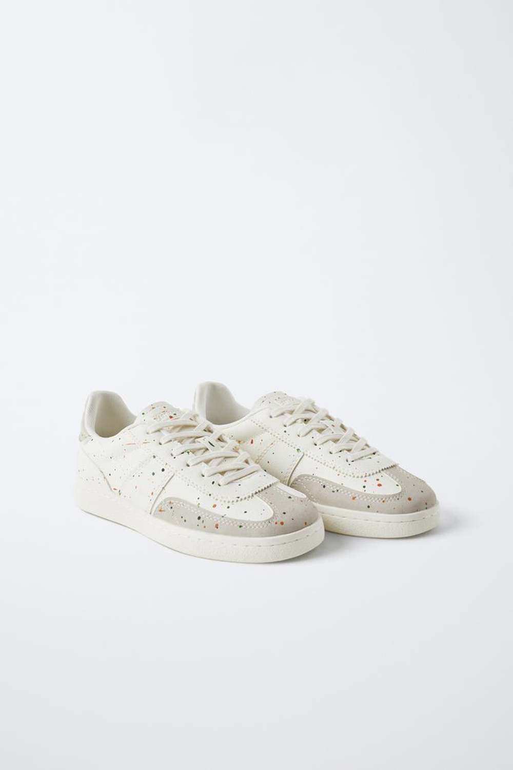 ZARA КРОССОВКИ С ЭФФЕКТОМ КРАСКИ, БЕЛЫЙ